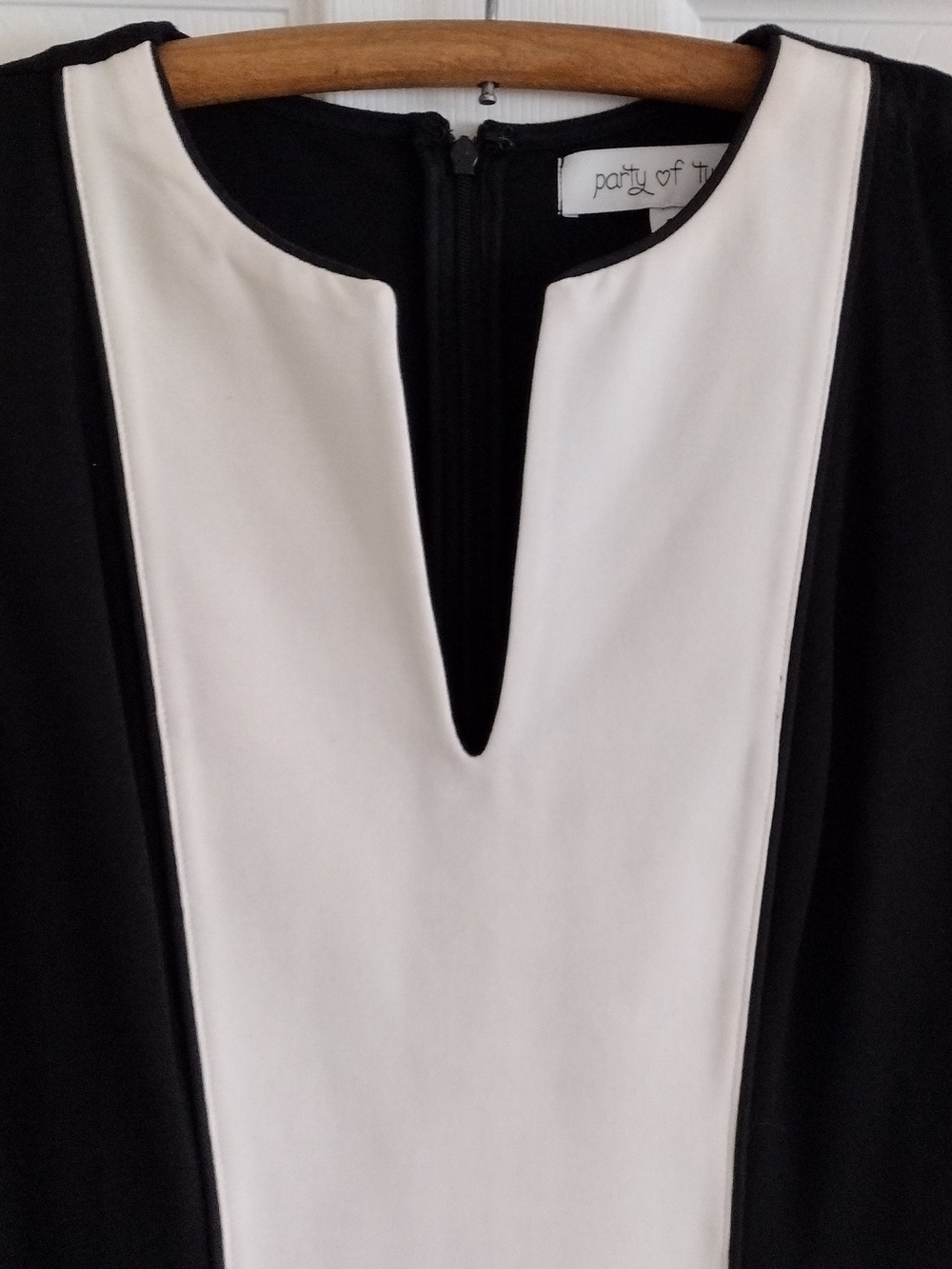 Black and White Midi Dress with Split Front